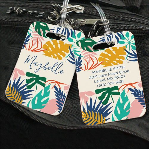 Personalized Colorful Tropical Leaves Luggage Tag